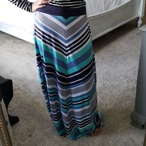 Blue striped maxi skirt